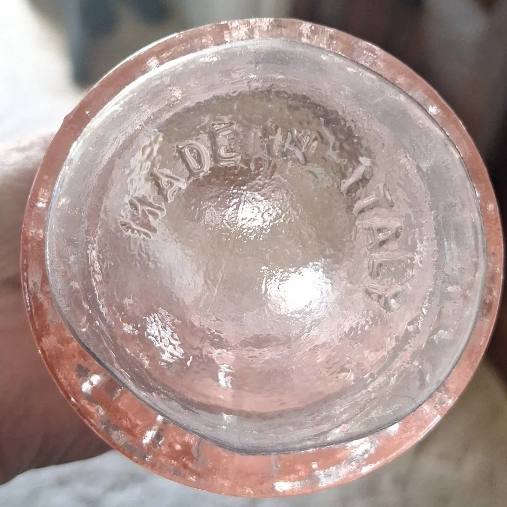 Midcentury Pink Glass Decorative Bottle/Made in Italy/Vintage Wine Carafe